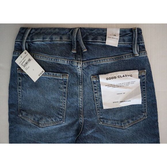 Good American Women's Sz 2/26 Blue Good Classic Raw Edge Ankle Jeans - Picture 7 of 10